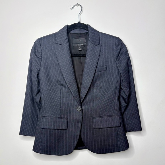 J. Crew Jackets & Blazers - J. Crew Super 120’s Wool Blazer Dark Gray Pinstripe Size 00P